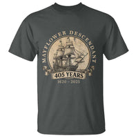 Mayflower Descendant T Shirt 405 Years Pilgrim Fathers Thanksgiving History - Wonder Print Shop