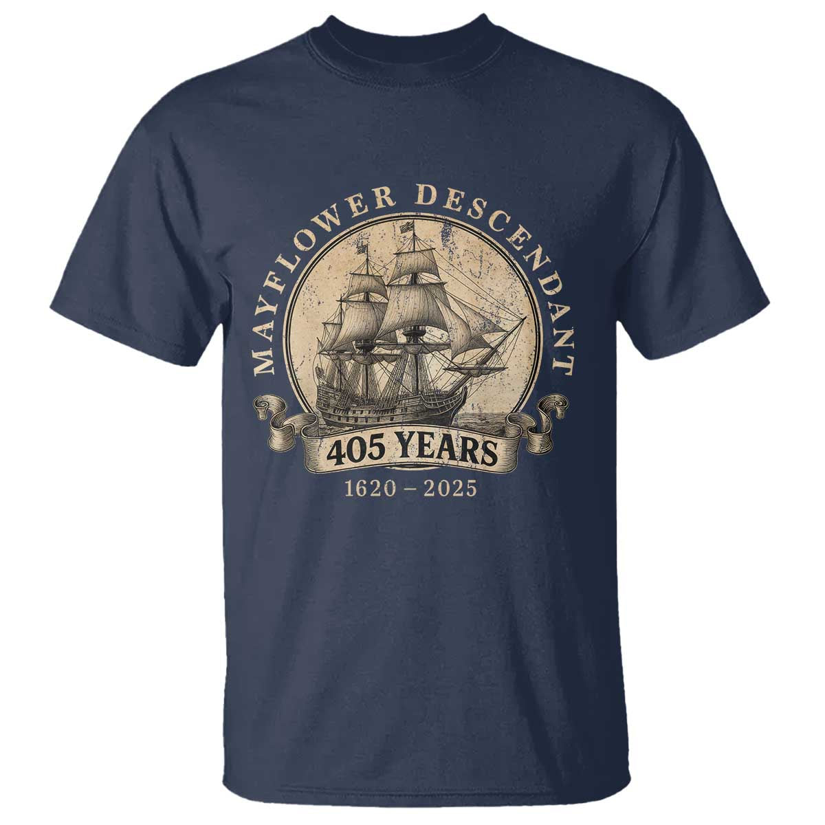 Mayflower Descendant T Shirt 405 Years Pilgrim Fathers Thanksgiving History - Wonder Print Shop