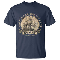 Mayflower Descendant T Shirt 405 Years Pilgrim Fathers Thanksgiving History - Wonder Print Shop
