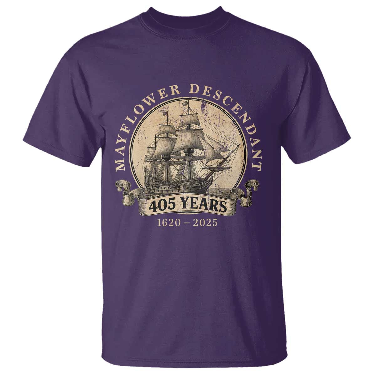 Mayflower Descendant T Shirt 405 Years Pilgrim Fathers Thanksgiving History - Wonder Print Shop