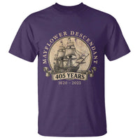 Mayflower Descendant T Shirt 405 Years Pilgrim Fathers Thanksgiving History - Wonder Print Shop