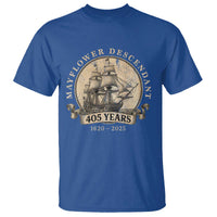 Mayflower Descendant T Shirt 405 Years Pilgrim Fathers Thanksgiving History - Wonder Print Shop