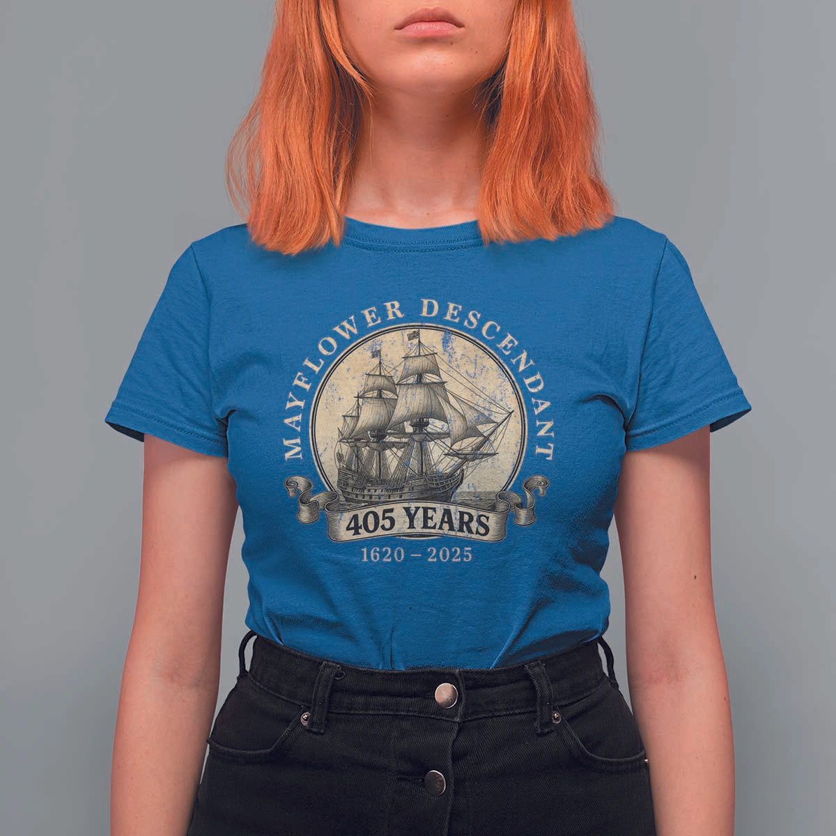 Mayflower Descendant T Shirt For Women 405 Years Pilgrim Fathers Thanksgiving History - Wonder Print Shop