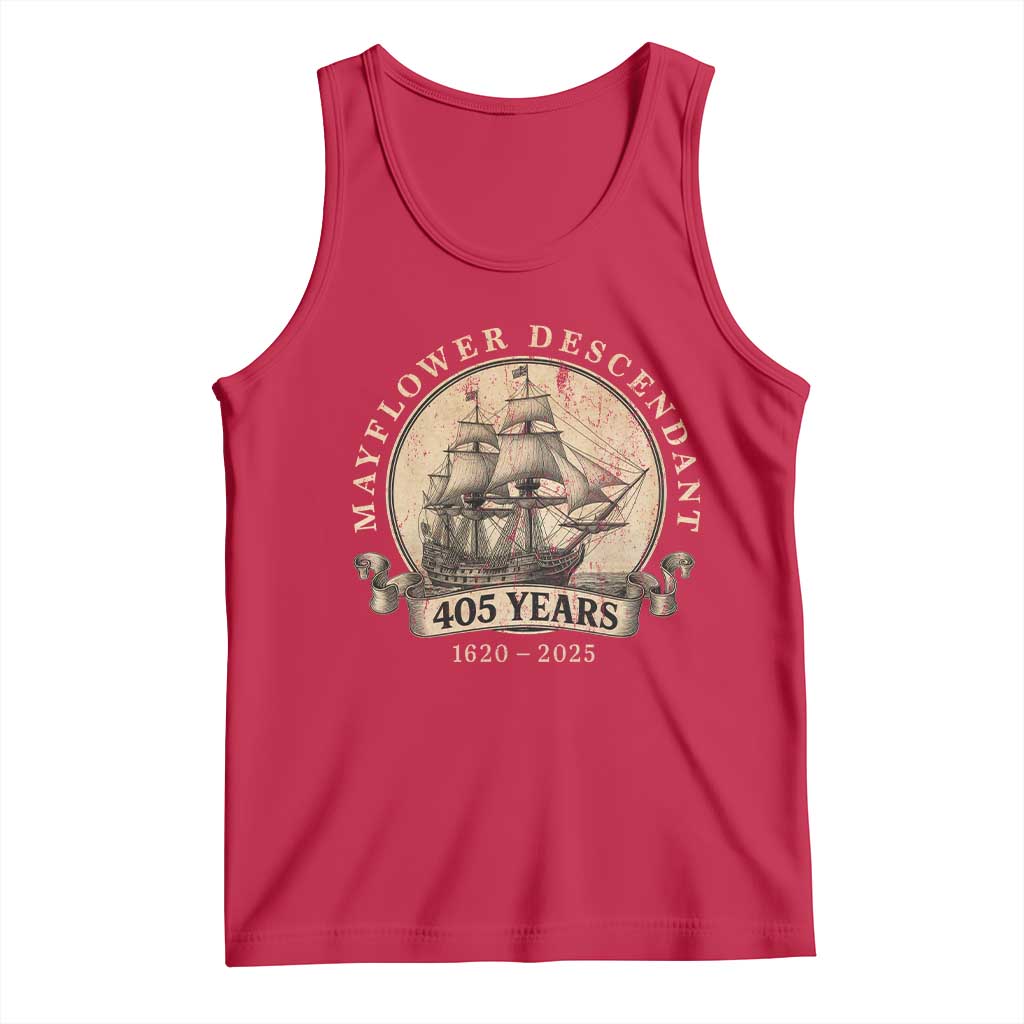 Mayflower Descendant Tank Top 405 Years Pilgrim Fathers Thanksgiving History - Wonder Print Shop