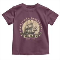 Mayflower Descendant Toddler T Shirt 405 Years Pilgrim Fathers Thanksgiving History - Wonder Print Shop