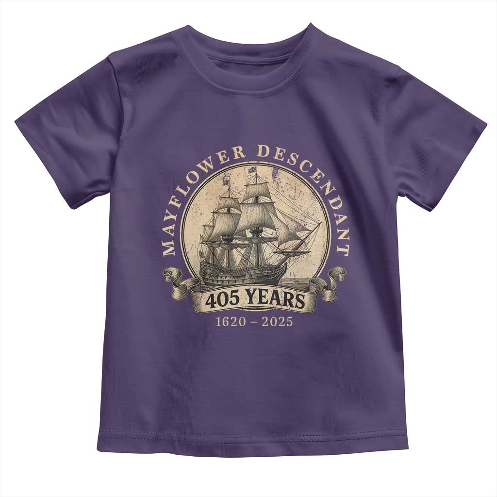 Mayflower Descendant Toddler T Shirt 405 Years Pilgrim Fathers Thanksgiving History - Wonder Print Shop