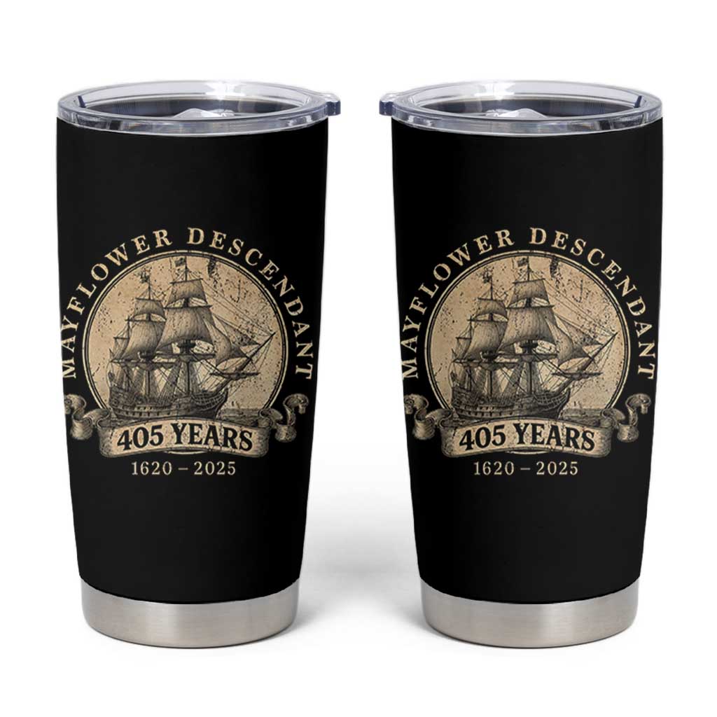 Mayflower Descendant Tumbler Cup 405 Years Pilgrim Fathers Thanksgiving History - Wonder Print Shop