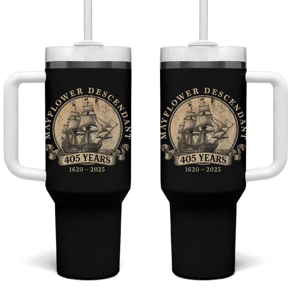 Mayflower Descendant Tumbler With Handle 405 Years Pilgrim Fathers Thanksgiving History - Wonder Print Shop