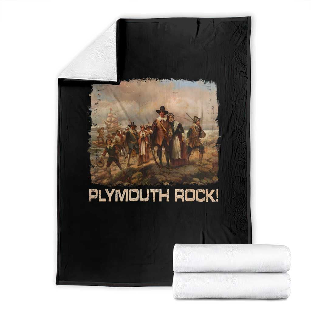 Plymouth Rock Throw Blanket Mayflower Pilgrims Thanksgiving History - Wonder Print Shop