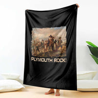 Plymouth Rock Throw Blanket Mayflower Pilgrims Thanksgiving History - Wonder Print Shop