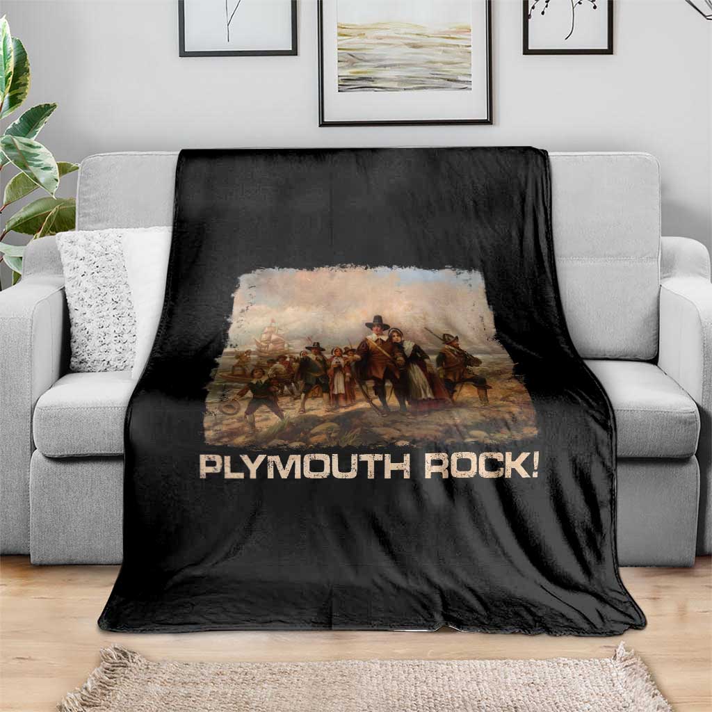 Plymouth Rock Throw Blanket Mayflower Pilgrims Thanksgiving History - Wonder Print Shop