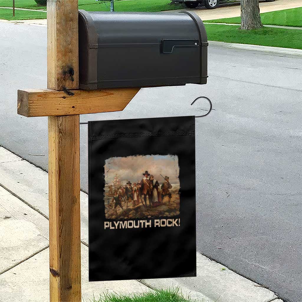 Plymouth Rock Garden Flag Mayflower Pilgrims Thanksgiving History - Wonder Print Shop