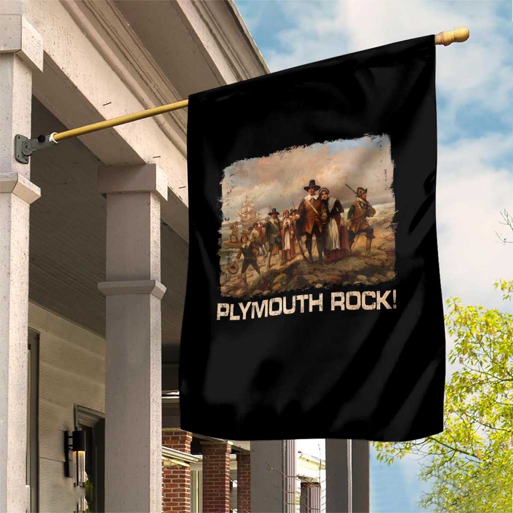 Plymouth Rock Garden Flag Mayflower Pilgrims Thanksgiving History - Wonder Print Shop