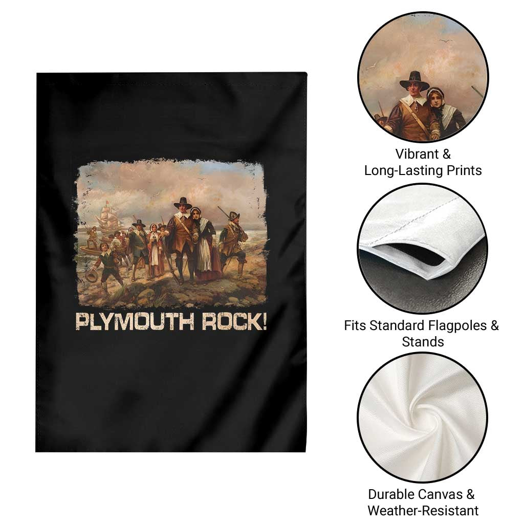 Plymouth Rock Garden Flag Mayflower Pilgrims Thanksgiving History - Wonder Print Shop