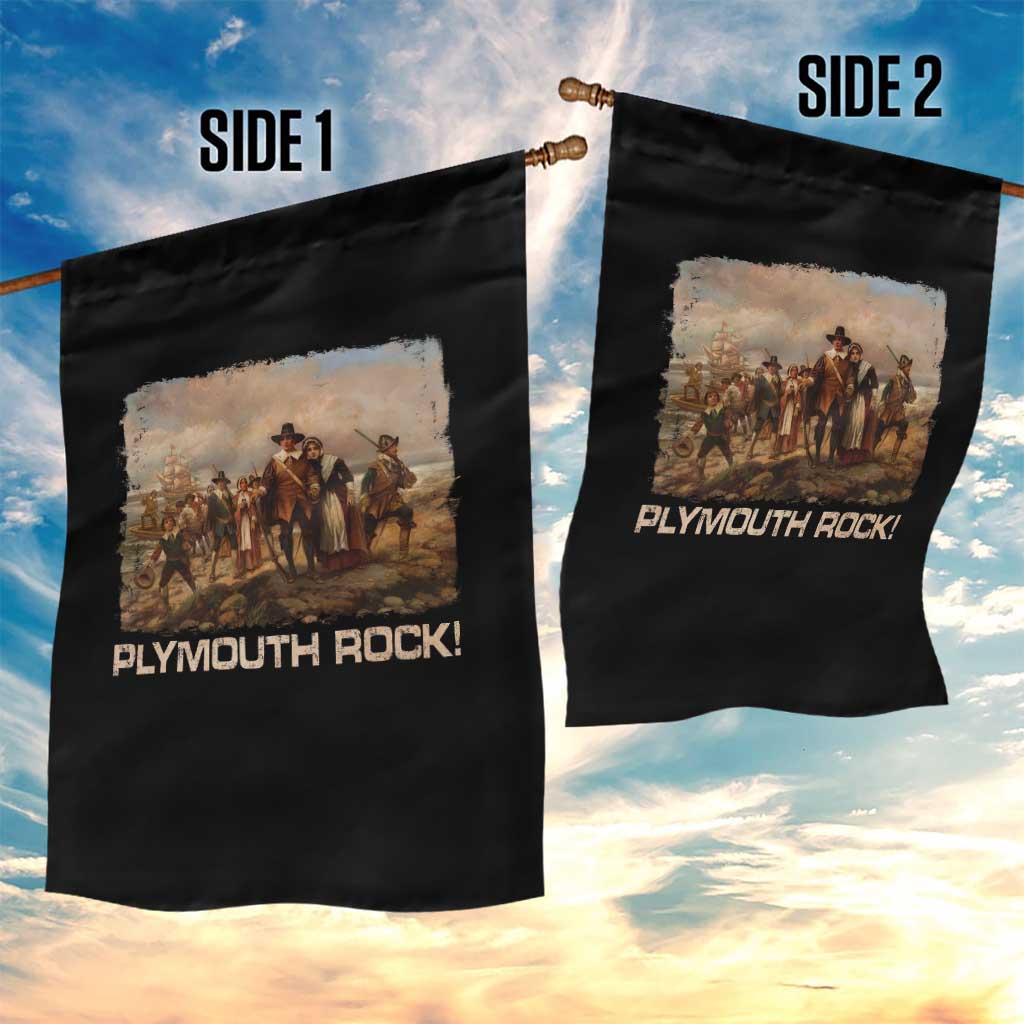 Plymouth Rock Garden Flag Mayflower Pilgrims Thanksgiving History - Wonder Print Shop
