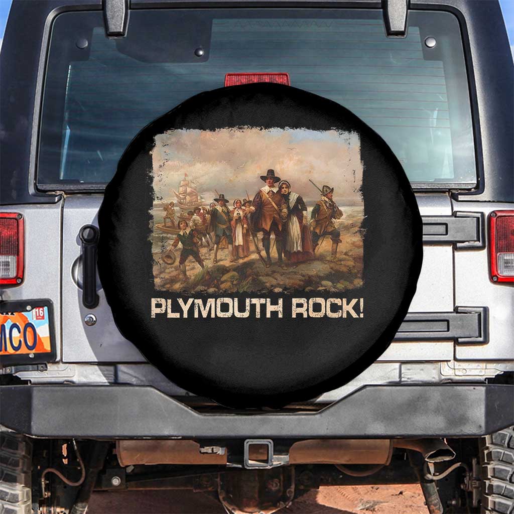 Plymouth Rock Spare Tire Cover Mayflower Pilgrims Thanksgiving History - Wonder Print Shop