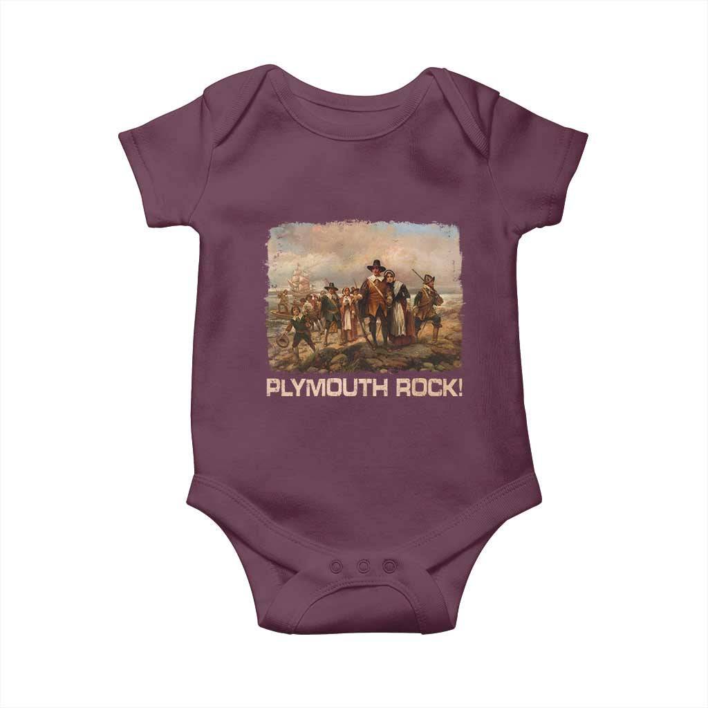 Plymouth Rock Baby Onesie Mayflower Pilgrims Thanksgiving History - Wonder Print Shop