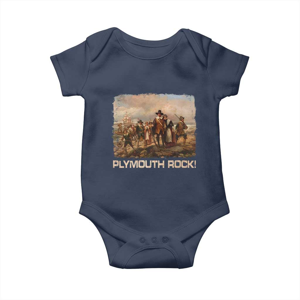 Plymouth Rock Baby Onesie Mayflower Pilgrims Thanksgiving History - Wonder Print Shop