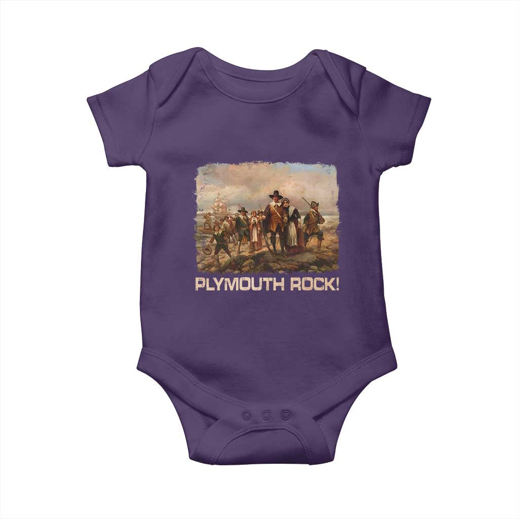 Plymouth Rock Baby Onesie Mayflower Pilgrims Thanksgiving History - Wonder Print Shop