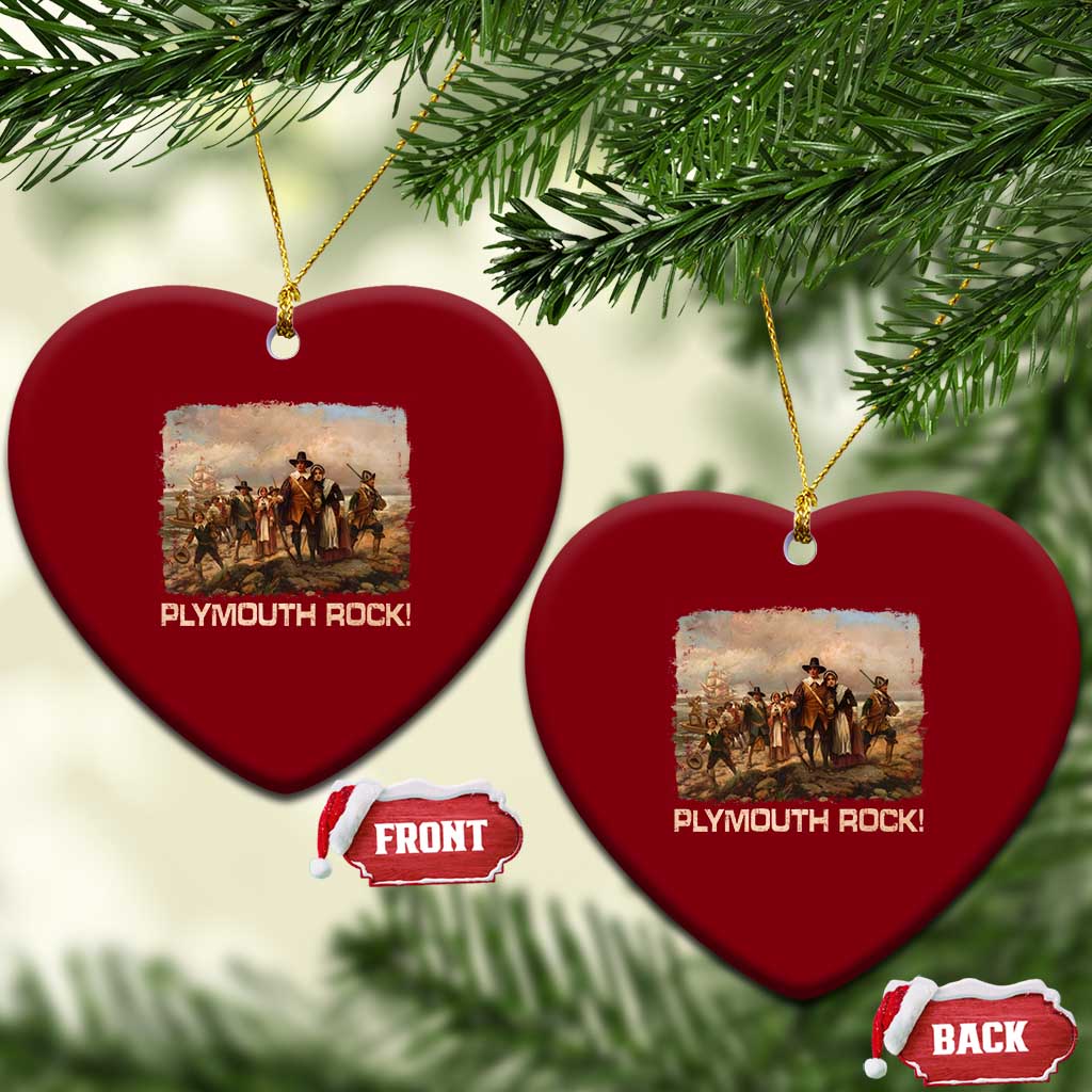 Plymouth Rock Ceramic Ornament Mayflower Pilgrims Thanksgiving History - Wonder Print Shop