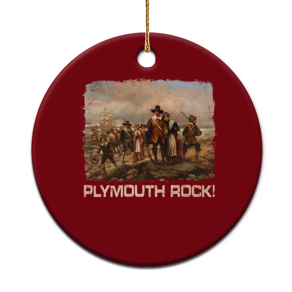 Plymouth Rock Ceramic Ornament Mayflower Pilgrims Thanksgiving History - Wonder Print Shop