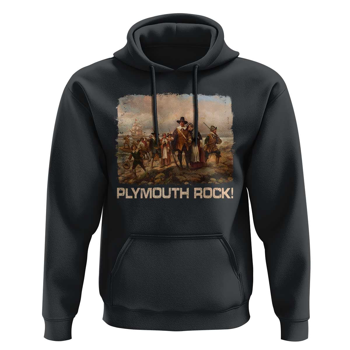 Plymouth Rock Hoodie Mayflower Pilgrims Thanksgiving History - Wonder Print Shop