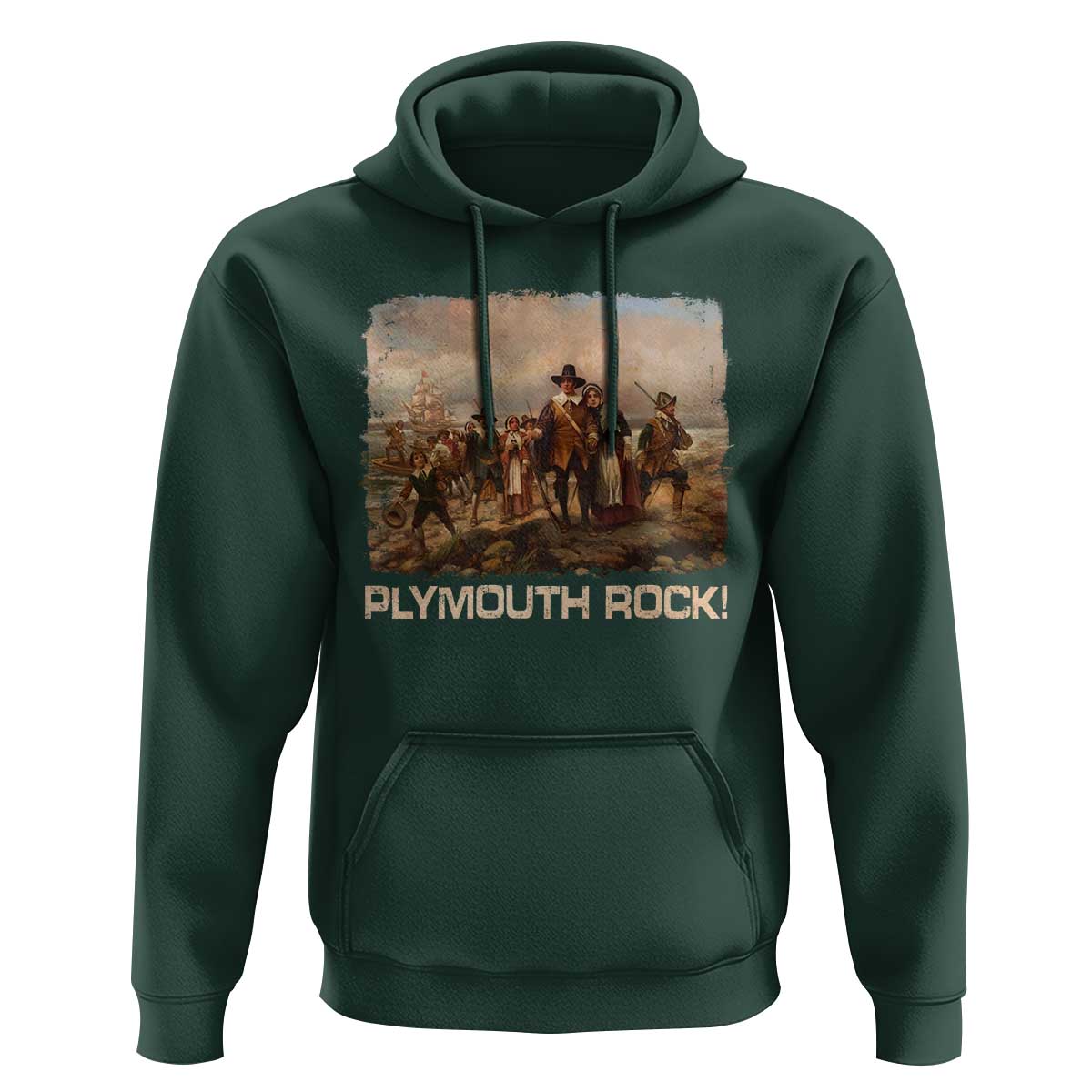 Plymouth Rock Hoodie Mayflower Pilgrims Thanksgiving History - Wonder Print Shop