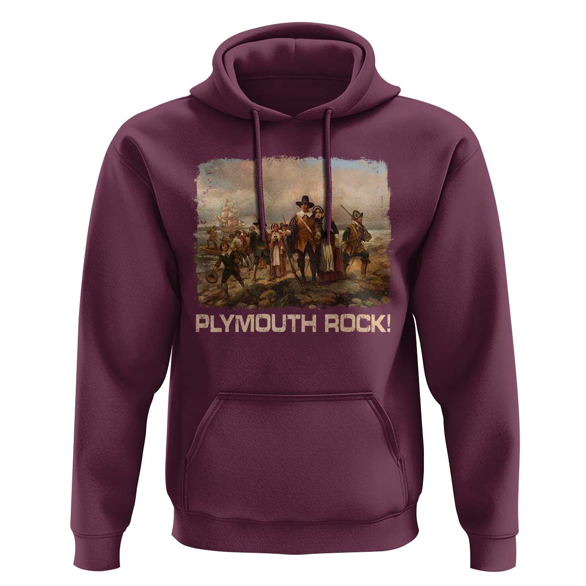Plymouth Rock Hoodie Mayflower Pilgrims Thanksgiving History - Wonder Print Shop