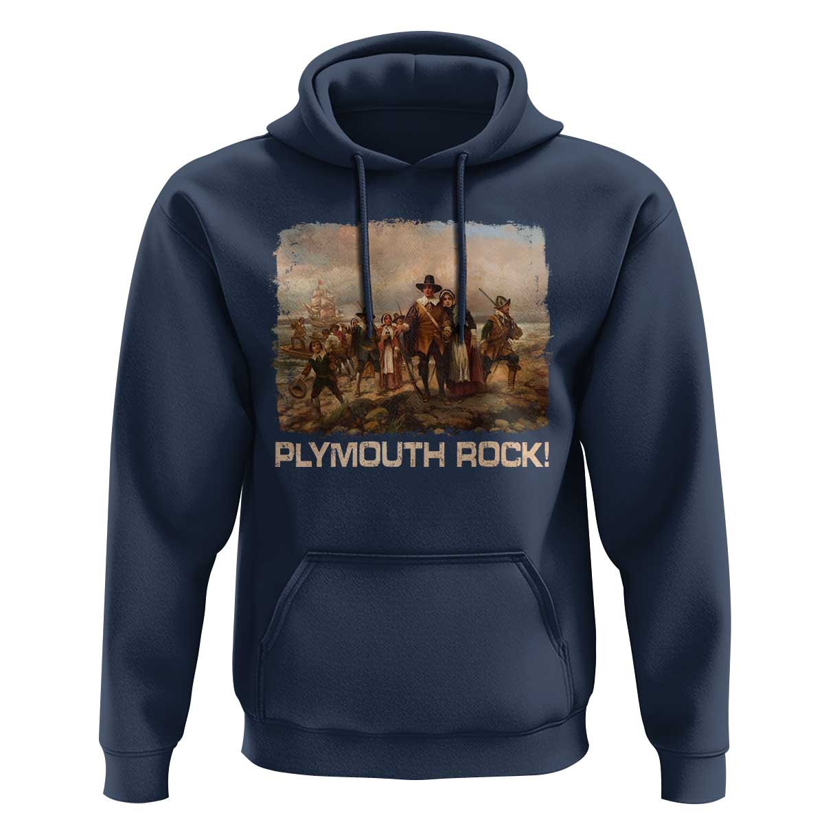 Plymouth Rock Hoodie Mayflower Pilgrims Thanksgiving History - Wonder Print Shop