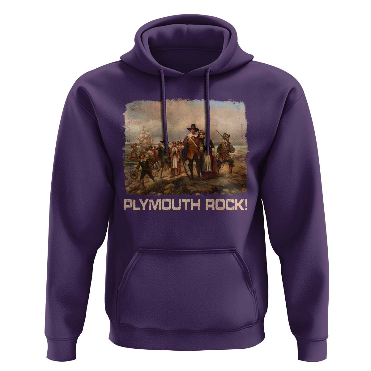 Plymouth Rock Hoodie Mayflower Pilgrims Thanksgiving History - Wonder Print Shop