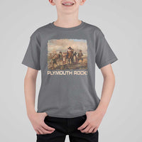 Plymouth Rock T Shirt For Kid Mayflower Pilgrims Thanksgiving History - Wonder Print Shop