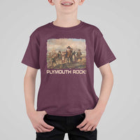 Plymouth Rock T Shirt For Kid Mayflower Pilgrims Thanksgiving History - Wonder Print Shop