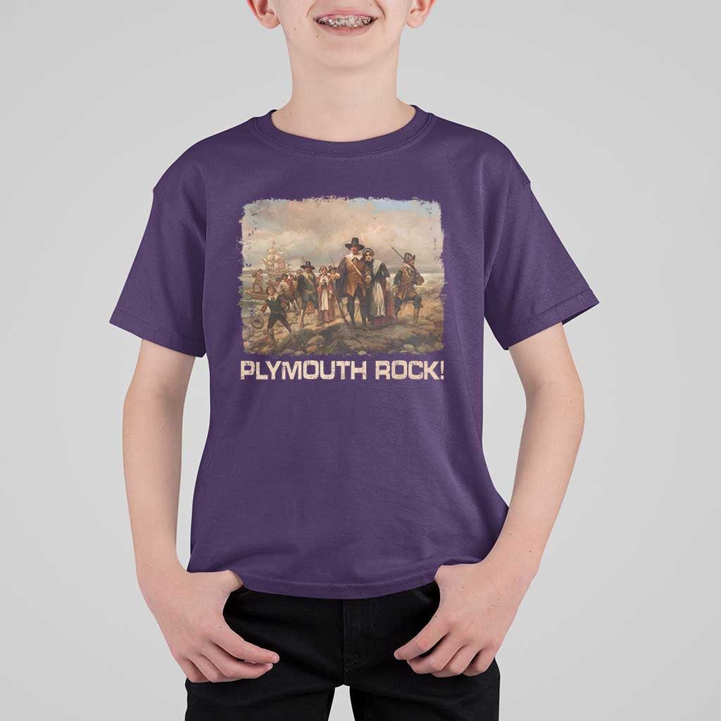 Plymouth Rock T Shirt For Kid Mayflower Pilgrims Thanksgiving History - Wonder Print Shop