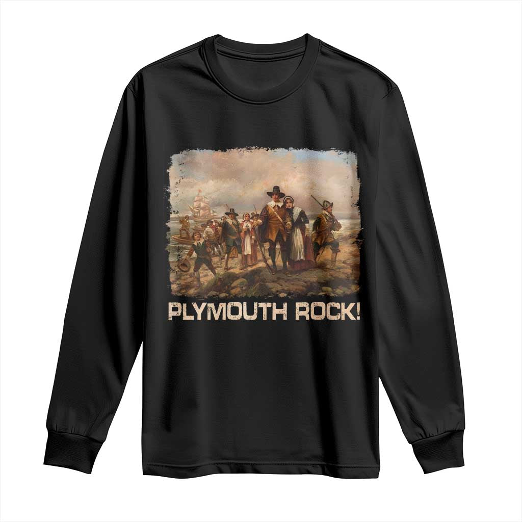 Plymouth Rock Long Sleeve Shirt Mayflower Pilgrims Thanksgiving History - Wonder Print Shop