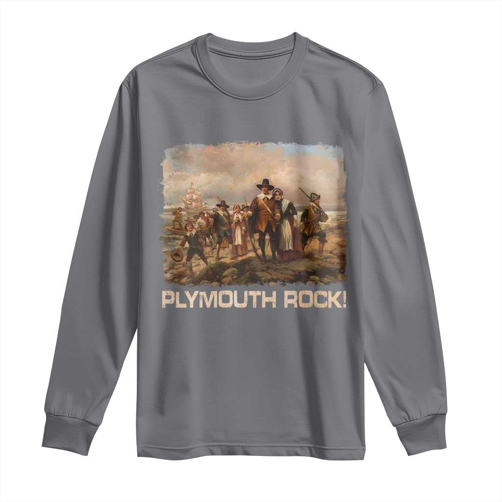 Plymouth Rock Long Sleeve Shirt Mayflower Pilgrims Thanksgiving History - Wonder Print Shop