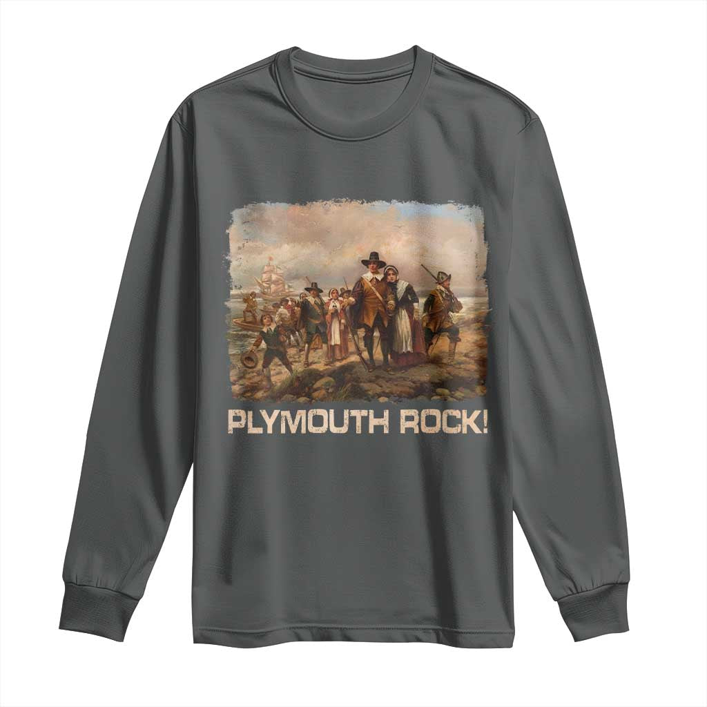 Plymouth Rock Long Sleeve Shirt Mayflower Pilgrims Thanksgiving History - Wonder Print Shop
