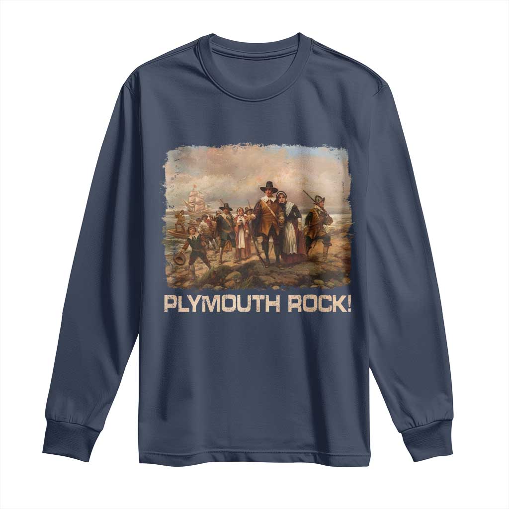 Plymouth Rock Long Sleeve Shirt Mayflower Pilgrims Thanksgiving History - Wonder Print Shop