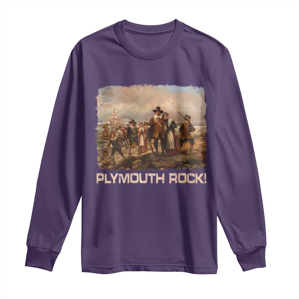 Plymouth Rock Long Sleeve Shirt Mayflower Pilgrims Thanksgiving History - Wonder Print Shop