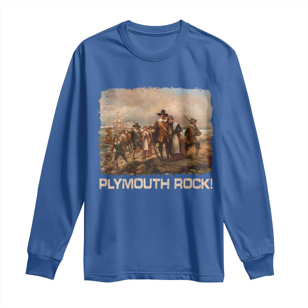 Plymouth Rock Long Sleeve Shirt Mayflower Pilgrims Thanksgiving History - Wonder Print Shop