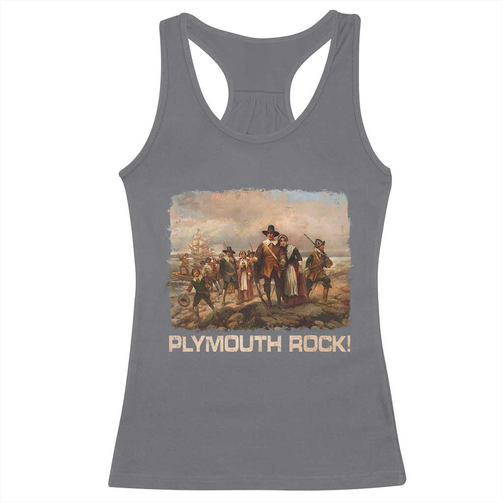 Plymouth Rock Racerback Tank Top Mayflower Pilgrims Thanksgiving History - Wonder Print Shop