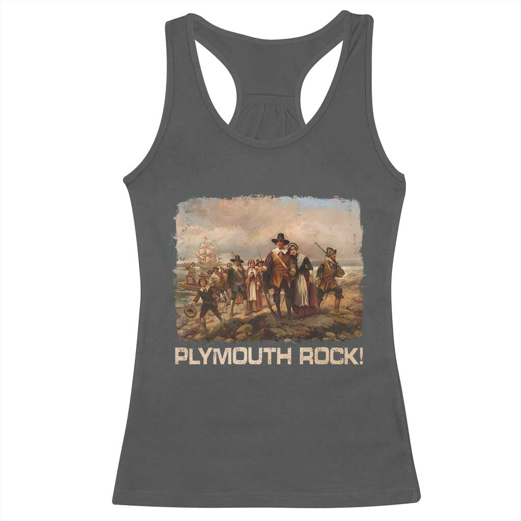 Plymouth Rock Racerback Tank Top Mayflower Pilgrims Thanksgiving History - Wonder Print Shop