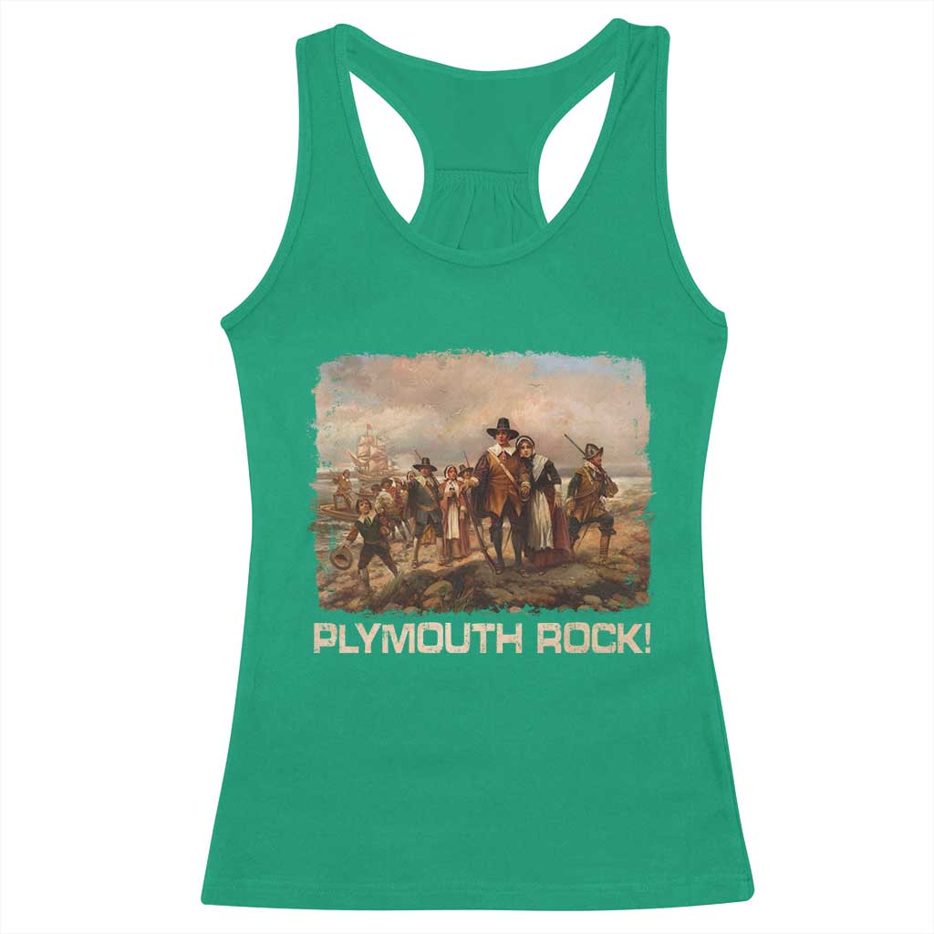 Plymouth Rock Racerback Tank Top Mayflower Pilgrims Thanksgiving History - Wonder Print Shop