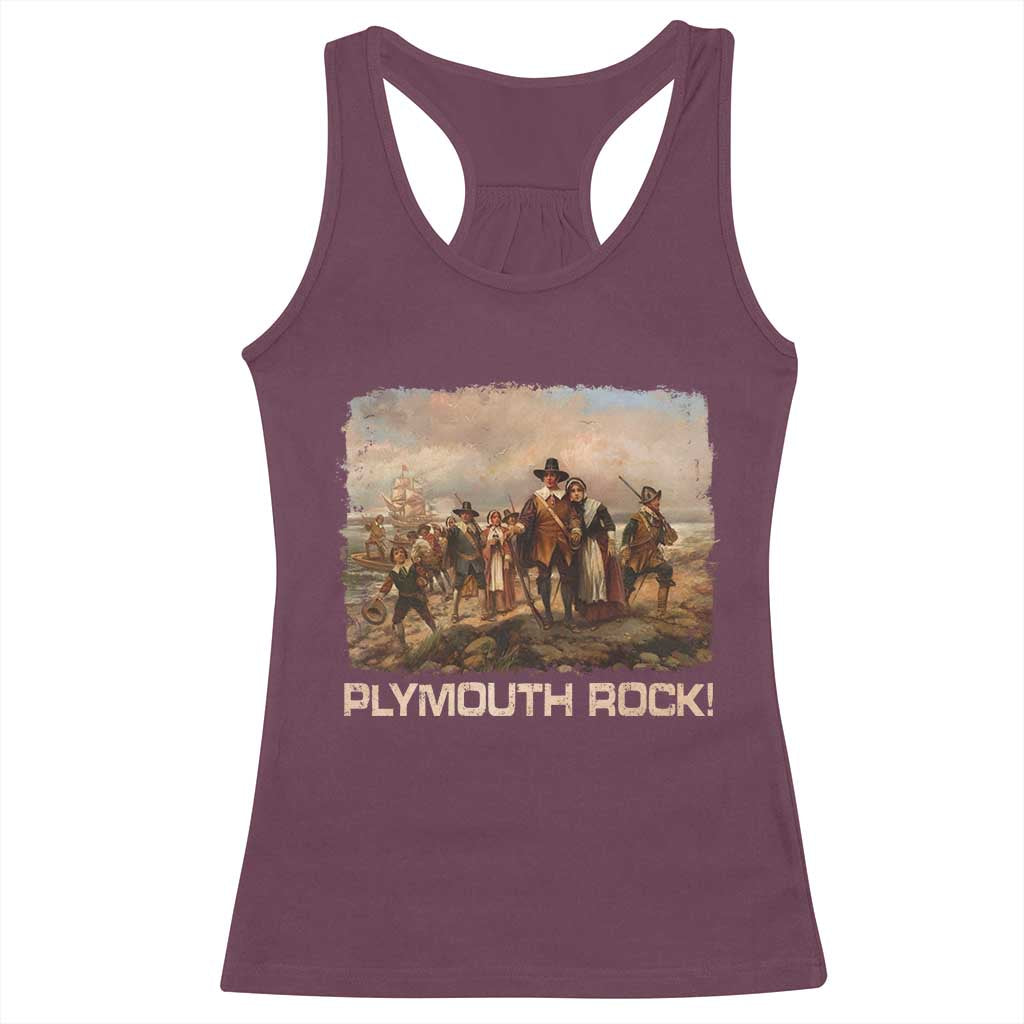 Plymouth Rock Racerback Tank Top Mayflower Pilgrims Thanksgiving History - Wonder Print Shop