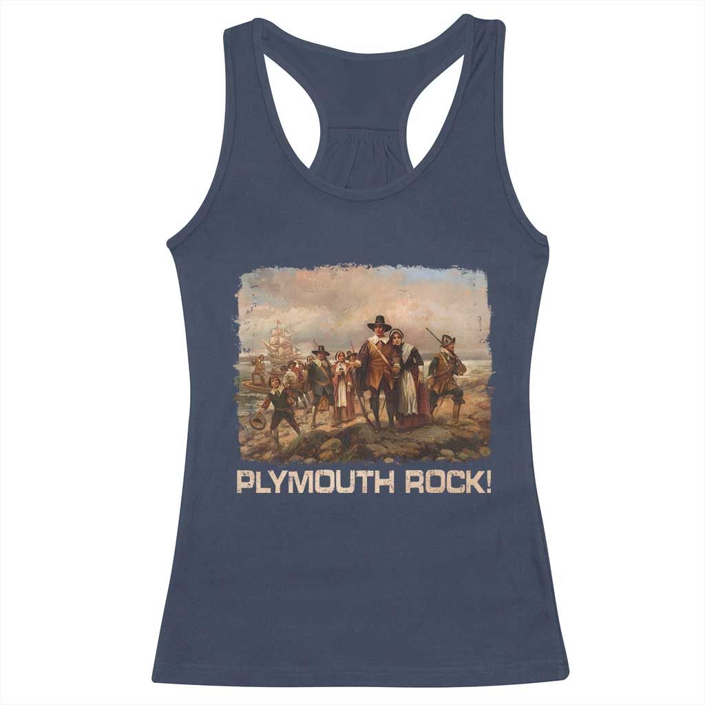 Plymouth Rock Racerback Tank Top Mayflower Pilgrims Thanksgiving History - Wonder Print Shop