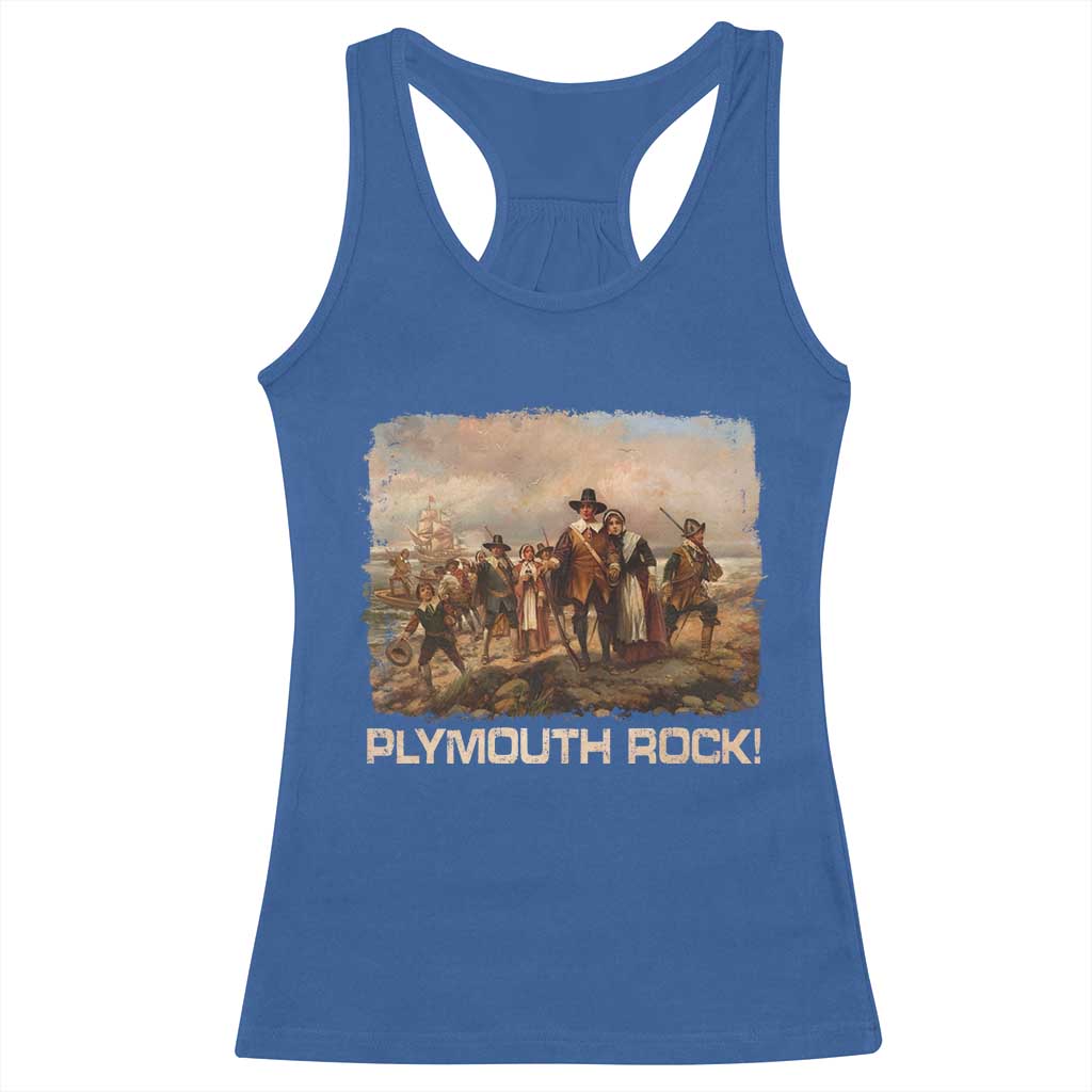 Plymouth Rock Racerback Tank Top Mayflower Pilgrims Thanksgiving History - Wonder Print Shop