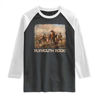 Plymouth Rock Raglan Shirt Mayflower Pilgrims Thanksgiving History - Wonder Print Shop