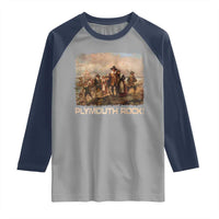 Plymouth Rock Raglan Shirt Mayflower Pilgrims Thanksgiving History - Wonder Print Shop