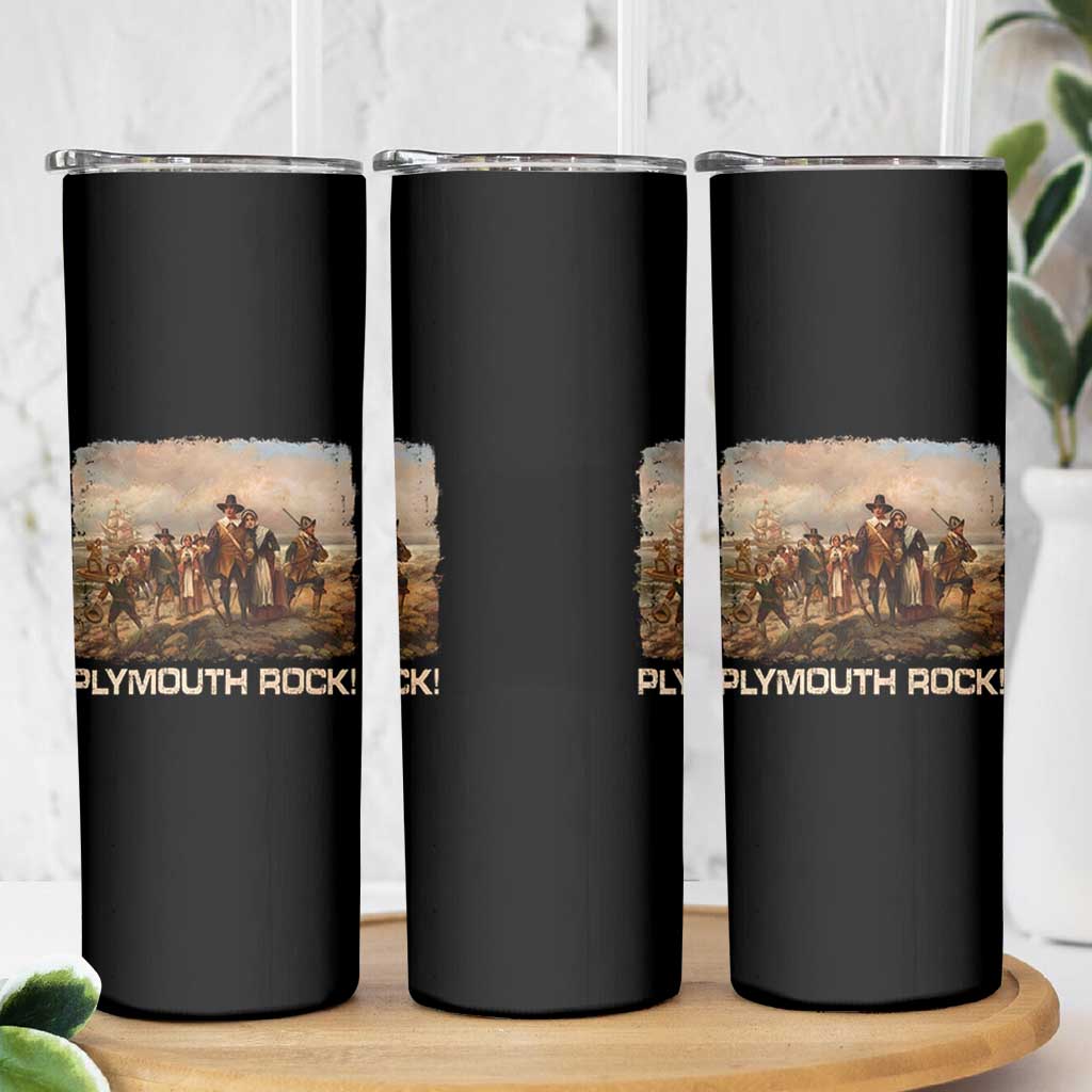 Plymouth Rock Skinny Tumbler Mayflower Pilgrims Thanksgiving History - Wonder Print Shop