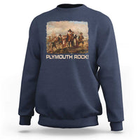 Plymouth Rock Sweatshirt Mayflower Pilgrims Thanksgiving History - Wonder Print Shop