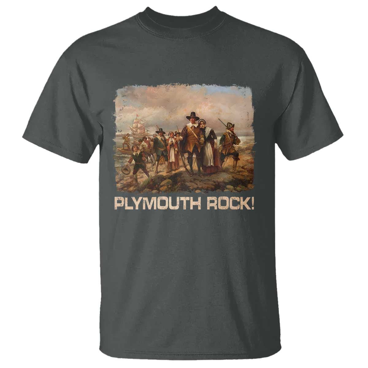 Plymouth Rock T Shirt Mayflower Pilgrims Thanksgiving History - Wonder Print Shop